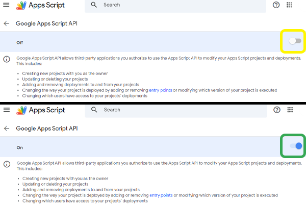 Toggle slider switched to On