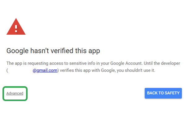 Google hasn't verified this app warning