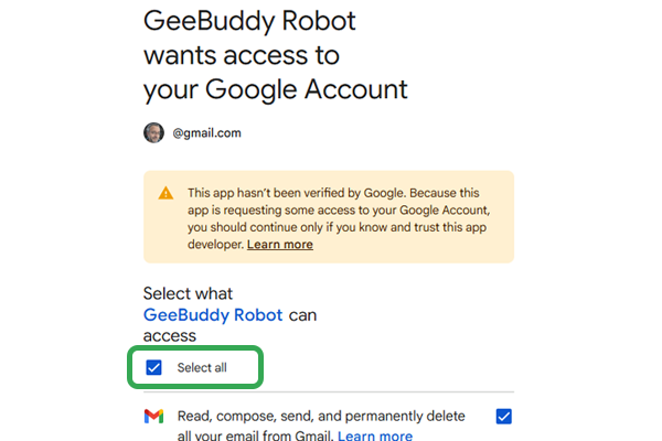 Select all permissions checkbox